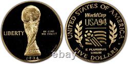 1994 5 $ Or commémoratif épreuve (Coupe du Monde). 2418 oz. AGW