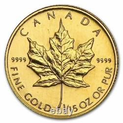 1994 Canada $2 1/15oz 24k Pure Gold Maple Leaf Coin Rare Seulement 3450 Minted Sealed