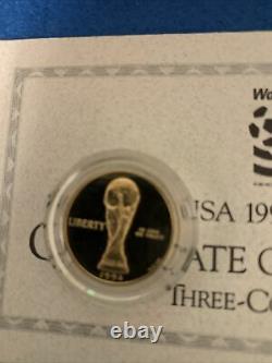 1994 Coupe Du Monde USA 3 Pièces D'or Et D'argent Set Commémoratif - Résistant Ogp
