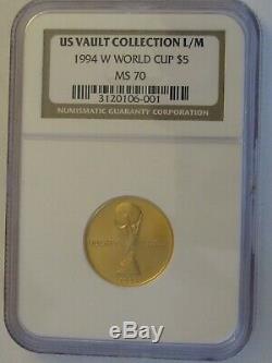 1994 W Or $ 5 Coupe Du Monde Commémorative Ngc Ms 70, Parfait Coin! A Propos De Trimestre Oz