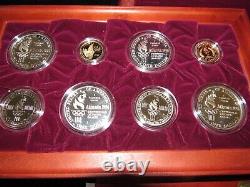 1995-1996 Atlanta Olympic 16 Pièces D'or Et D'argent En Coffret Cherrywood
