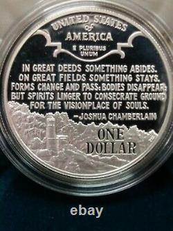 1995 5 $ D'or, 1 $ D'argent + Demi-dollar CIVIL War Battlefield 3 Coin Set Proof Box