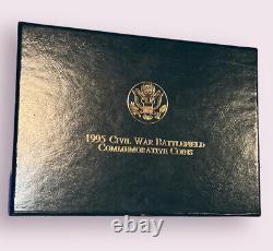 1995 CIVIL War Battlefield Gold Silver & Clad 6 Pièce De Preuve Unc Exter Box + Coa