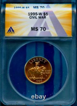 1995-W 5 $ Or Guerre Civile MS 70 8,36 grammes ANACS # 7805670 + Bonus
