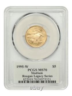 1995-W 5 $ Stade PCGS MS70 (Signature de Reagan) 5 $ Commémoratifs en or moderne