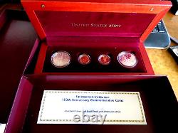 1996 Ensemble commémoratif Smithsonian de 4 pièces en or et en argent, État Brillant Universel et Épreuve, dans leur emballage d'origine.