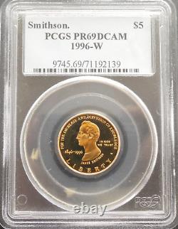 1996 W Pièce commémorative en or de 5 $ du Smithsonian PCGS PR69 DCAM