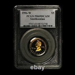 1996-w $ 5 Smithsonian Commemorative Gold Coin Pcgs Pr69dcam Tonned Free Ship Us