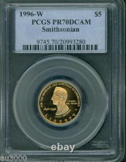 1996-w 5 $ or Smithsonian PCGS PR70 PR-70 Proof PF70 Caméo