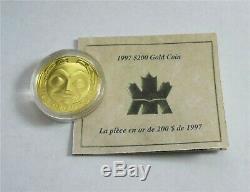 1997 Canada $ 200 Dollars Pièce D'or Haida Masque Le Corbeau 22k -1/2 Oz Proof