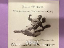 1997 É.-u. Jackie Robinson Ensemble De Preuves Commémoratives En Or Et En Argent 4 Pièces Rare B41