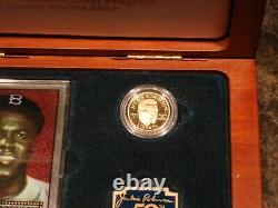 1997 W $5 Gold Proof Coin Carte Pin Jackie Robinson 50ème Anniversaire Légecy Set