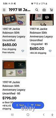 1997 W Jackie Robinson 50th Anniversary Legacy Set 5 $ Gold Coin+ Card+ Patch&pin