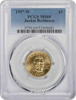 1997-W Jackie Robinson Commemoratif 5 $ Or MS69 PCGS
