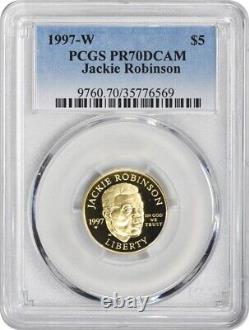 1997-W Pièce Commémorative en Or de 5 Dollars Jackie Robinson PR70DCAM PCGS