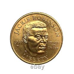 1997-W Pièce en or commémorative de 5 $ Jackie Robinson BU/MS de West Point sans boîte ni COA