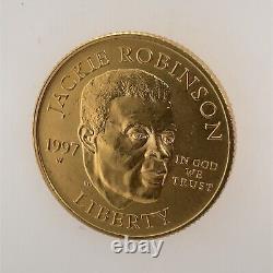 1997-W Pièce en or commémorative de 5 $ Jackie Robinson BU/MS de West Point sans boîte ni COA
