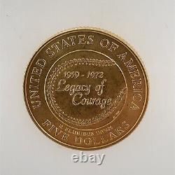 1997-W Pièce en or commémorative de 5 $ Jackie Robinson BU/MS de West Point sans boîte ni COA