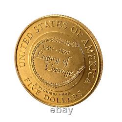1997-W Pièce en or commémorative de 5 $ Jackie Robinson BU/MS de West Point sans boîte ni COA