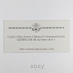 1997-w Franklin D. Roosevelt Commemorative 5 $ Pièces D'or Ms & Proof 192164b