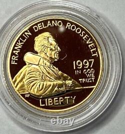 1997-w Franklin Delano Roosevelt Proof 5 $ Pièce D'or, Fb/c