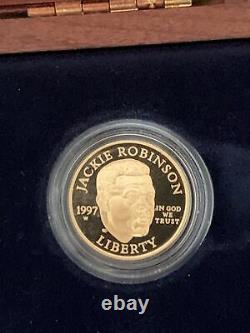 1997-w Jackie Robinson Ensemble De L'héritage Du 50e Anniversaire -$5 Gold Coin/card/pin