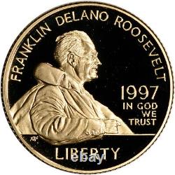 1997-w Us Gold 5 $ Franklin Delano Roosevelt Pièce De Preuve Commémorative En Capsule
