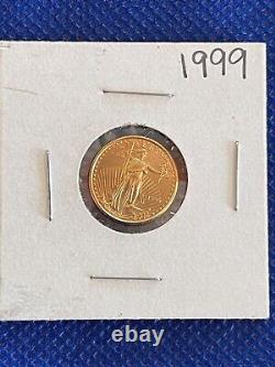 1999 Or 1/10 $5 Aigle Pièce de Monnaie Américaine. Menthe