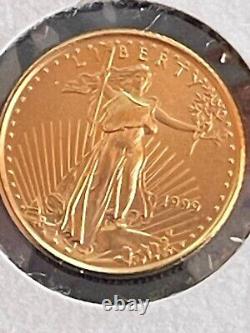 1999 Or 1/10 $5 Aigle Pièce de Monnaie Américaine. Menthe