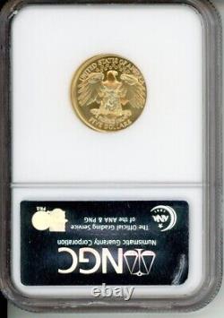 1999-W 5 $ COMMÉMORATIVE GEORGE WASHINGTON 1/4 Oz. PIECE D'OR NGC MS70 MS-70
