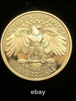 1999-w G. Washington 1/4 Once Gold Proof 5 $ Pièce Commémorative Américaine Bicentenaire