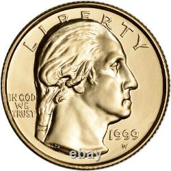 1999-w Gold Us $ 5 George Washington Commémorative Bu Coin Capsule