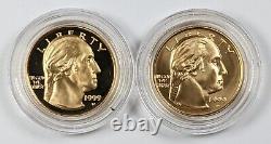 1999-w Washington Bicentenaire 5 $ Gold Commémorative Proof & Ms Coins 192169b