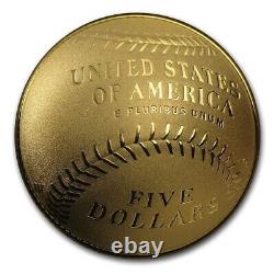 (1) Pièce commémorative MLB de 5 dollars en or de la salle de la renommée du baseball W de 2014 avec boîte.