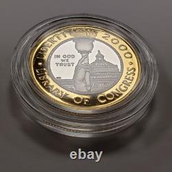 2000 10 $ Bibliothèque du Congrès Bimétallique Or/Platine Commémoratif -OGP- G4635