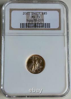 2000 American Gold Gold Eagle G$5 Ngc Ms70 (agw = 0,10 Oz.) Age Pièce