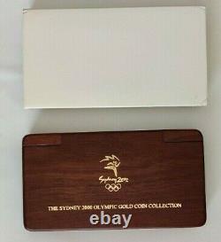 2000 Gold Sydney Olympics 8 Pièces De Monnaie Proof Ensemble Complet Avec Jarrah Wood Box & Coa