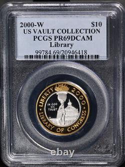 2000-W Bibliothèque du Congrès Commemoratif Bi-métallique 10 $ PCGS PR69 DCAM STOCK