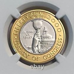 2000-W Or/Platine Bimétallique $10 Commémorative Bibliothèque du Congrès NGC MS 70