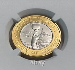 2000-W Or/Platine Bimétallique $10 Commémorative Bibliothèque du Congrès NGC MS 70