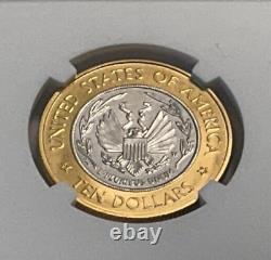 2000-W Or/Platine Bimétallique $10 Commémorative Bibliothèque du Congrès NGC MS 70