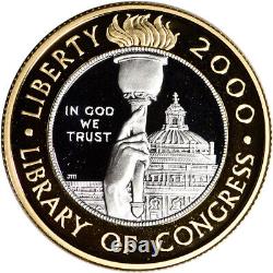 2000 W US Bimétallique $10 Commémorative de la Bibliothèque du Congrès, Preuve NGC PF69 UCAM