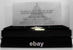 2000-w 10,5018 Oz. Preuve Platinum Bimétallique & Gold Library Of Congress À Ogp