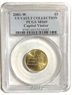 2001-W US Gold $5 Centre des Visiteurs du Capitole Commemorative PCGS MS69