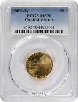 2001-W Visiteur du Capitole $5 Or État de Monnaie 70 Commemoratif MS70 PCGS