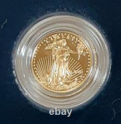 2001-w Proof 1/10 Ounce American Gold Eagle $5 Pièce En Ogp Avec La Coque Endommagée Coa