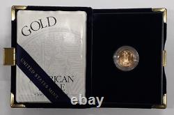2001-w Proof 1/10 Ounce American Gold Eagle $5 Pièce En Ogp Avec La Coque Endommagée Coa