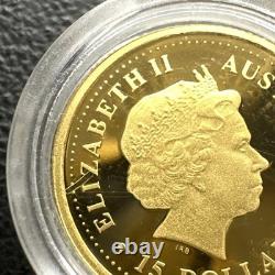 2002 1/10 Oz MONNAIE EN OR PROOF 15 $ Australie ANNÉE DU CHEVAL Série 1 TRÈS RARE