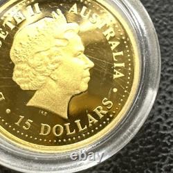 2002 1/10 Oz MONNAIE EN OR PROOF 15 $ Australie ANNÉE DU CHEVAL Série 1 TRÈS RARE