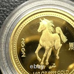 2002 1/10 Oz MONNAIE EN OR PROOF 15 $ Australie ANNÉE DU CHEVAL Série 1 TRÈS RARE